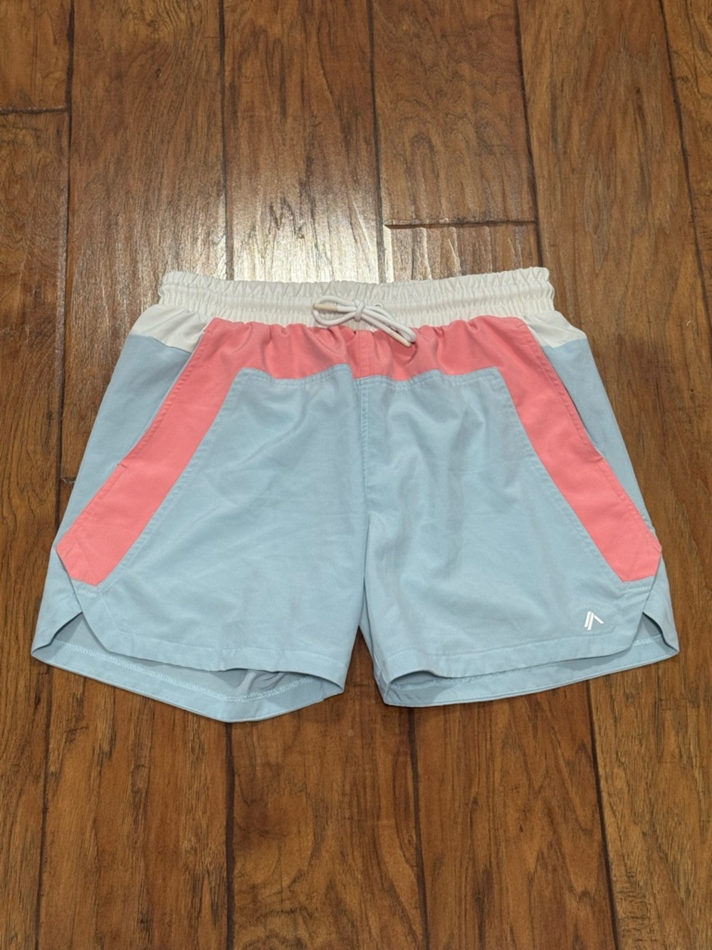 Alphalete Men's Swim Shorts Size Large Pastel Colorblock Blue Pink White